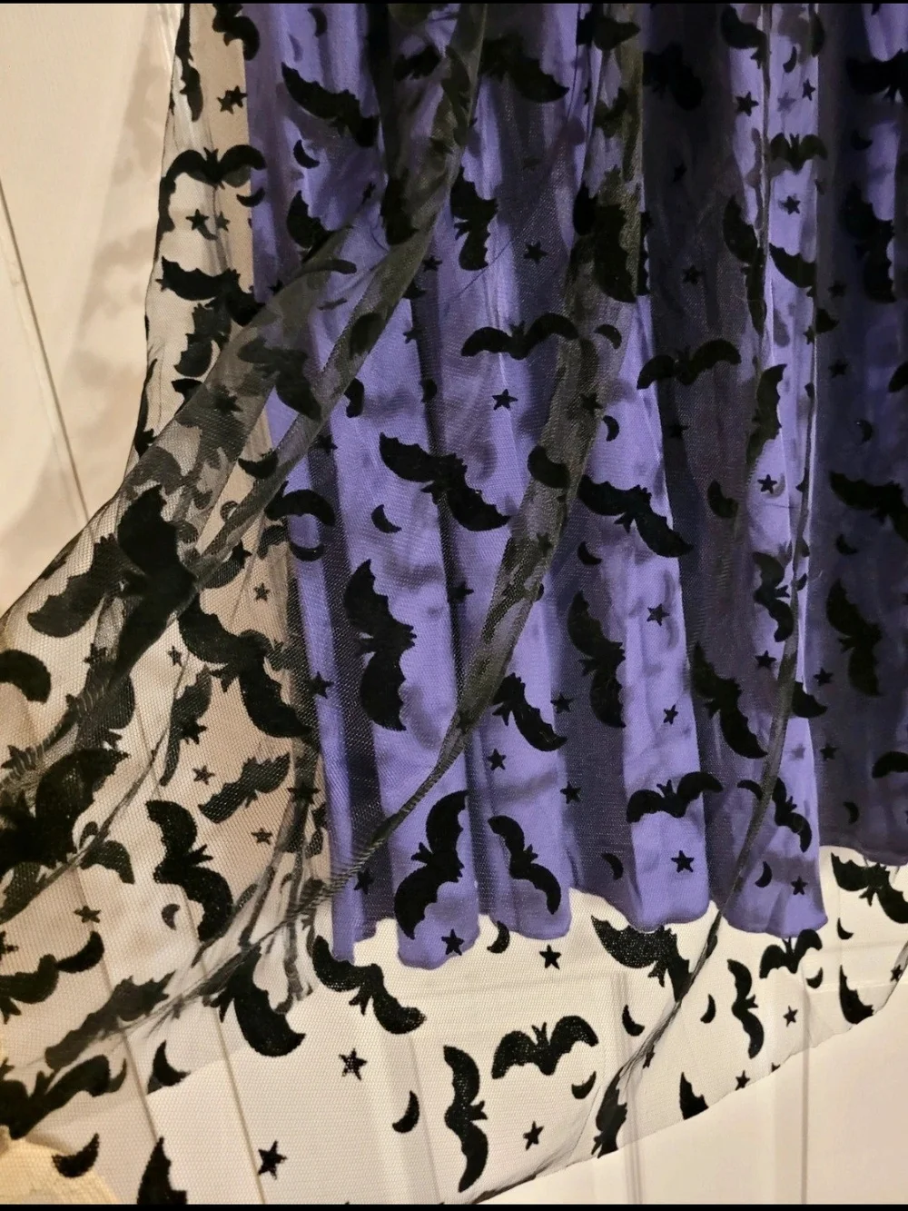 Women's Purple Maxi Skirt with Black Bat Pattern